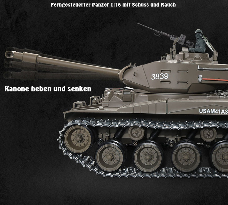 RC Panzer M41 A3 "WALKER BULLDOG" Heng Long 1:16 mit R&S, Metallgetriebe und Metallketten -2,4Ghz V7.0 -PRO-13994