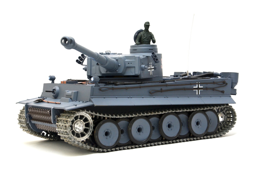 RC Panzer "German Tiger I" Heng Long 1:16 Grau, Rauch&Sound,Metallgetriebe (Stahl) und Metallketten -2,4Ghz -V 7.0 - PRO mit RRZ-0