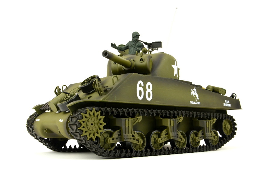 RC Panzer "US M4A3 Sherman" Heng Long 1:16 mit Rauch&Sound+Stahlgetriebe und 2,4Ghz -V 7.0 - Upg-0