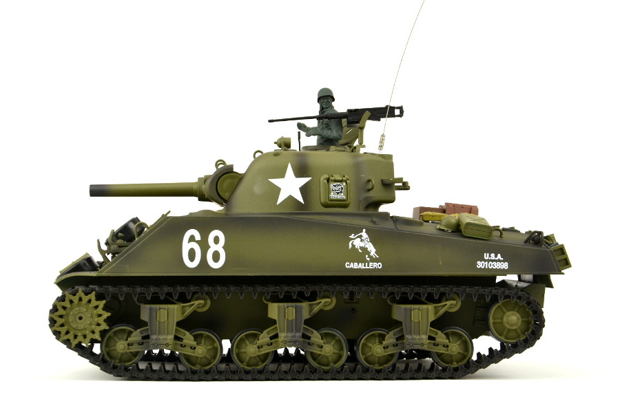 RC Panzer "US M4A3 Sherman" Heng Long 1:16 mit Rauch&Sound+Stahlgetriebe und 2,4Ghz -V 7.0 - Upg-14540