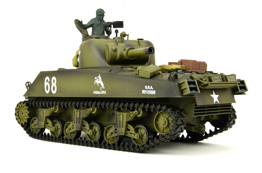 RC Panzer "US M4A3 Sherman" Heng Long 1:16 mit Rauch&Sound+Stahlgetriebe und 2,4Ghz -V 7.0 - Upg-14541