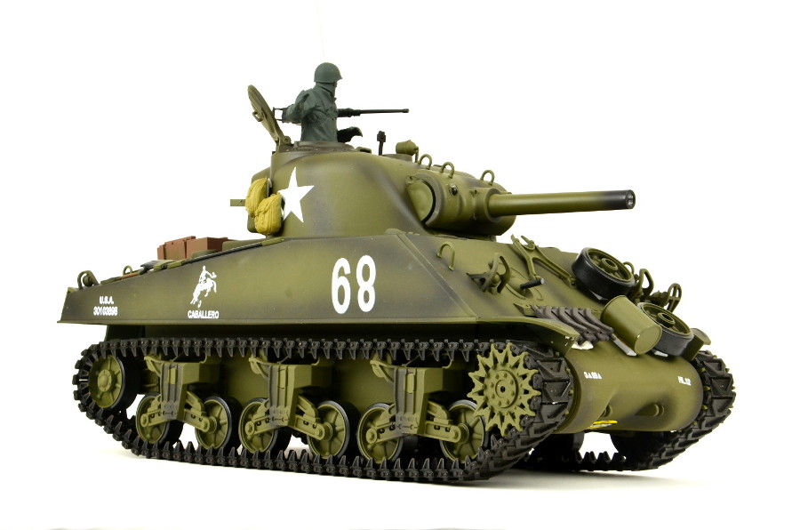 RC Panzer "US M4A3 Sherman" Heng Long 1:16 mit Rauch&Sound+Stahlgetriebe und 2,4Ghz -V 7.0 - Upg-14533