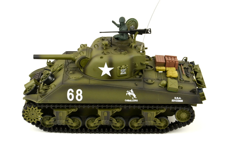 RC Panzer "US M4A3 Sherman" Heng Long 1:16 mit Rauch&Sound+Stahlgetriebe und 2,4Ghz -V 7.0 - Upg-14543