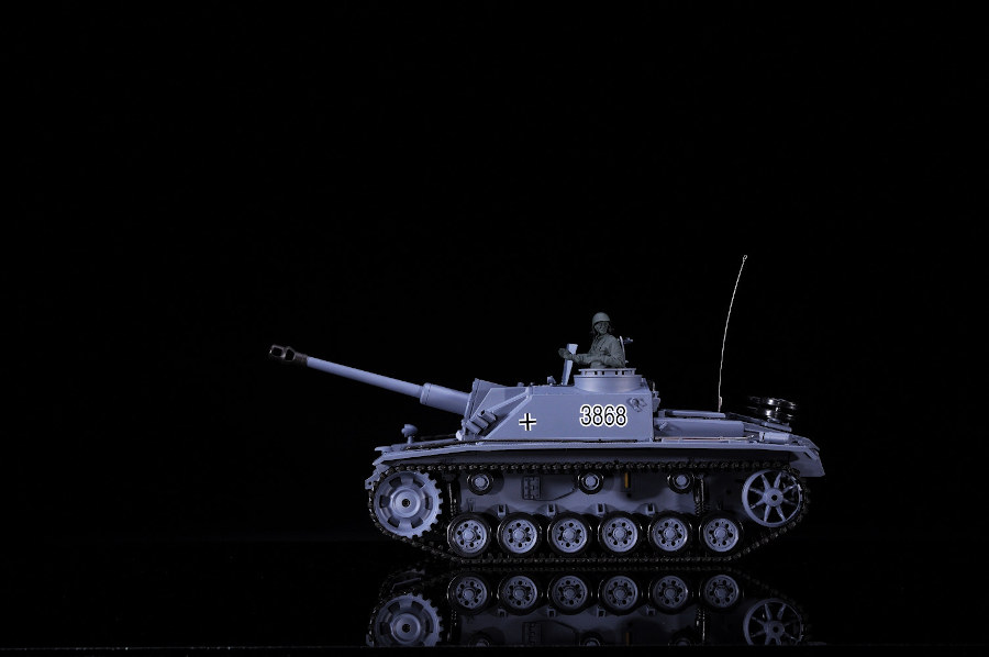 RC Panzer "Sturmgeschütz III" - Stug 3 Heng Long 1:16 Grau, Rauch&Sound, Metallgetriebe und 2,4Ghz - PRO-15018