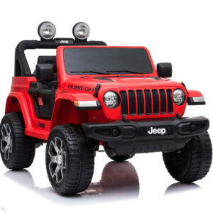 Kinderfahrzeug - Elektro Auto "Jeep Wrangler Rubicon" - lizenziert - 12V10AH Akku + 4 Motoren + 2,4Ghz+Ledersitz+EVA -Rot-0