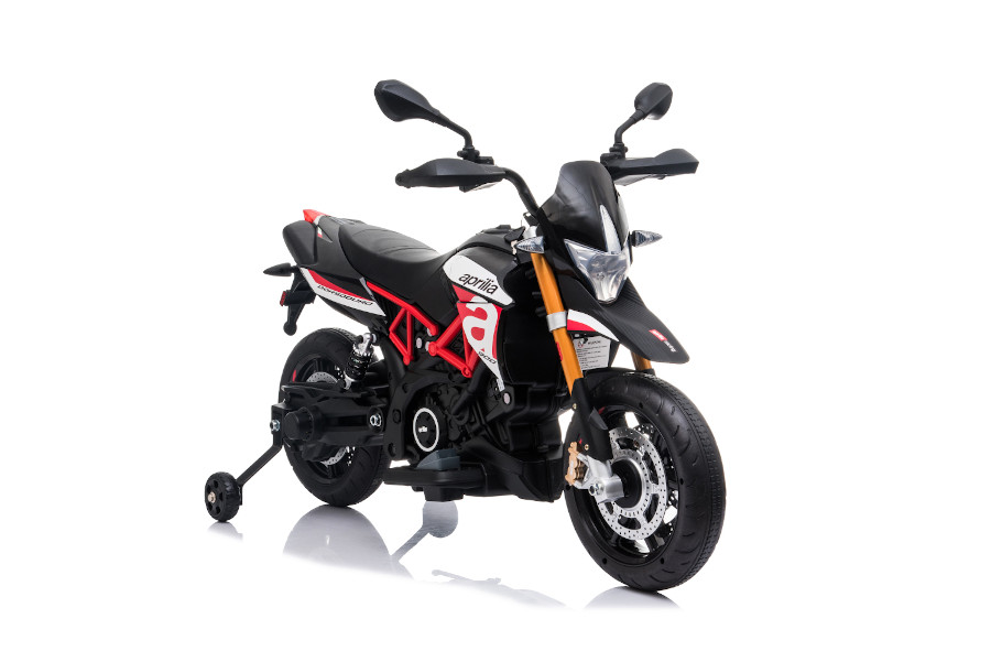 Elektro Kindermotorrad "Aprilia-900-Dorsoduro" - Lizenziert - 12V - 2 Motoren - MP3 + Leder + EVA -0
