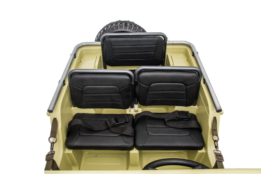 Kinderfahrzeug - Elektro Auto Offroad 3 Sitzer mit 12V14A Akku und 4 Motoren "Camouflage Grün" 2,4Ghz+Ledersitz+EVA-15962