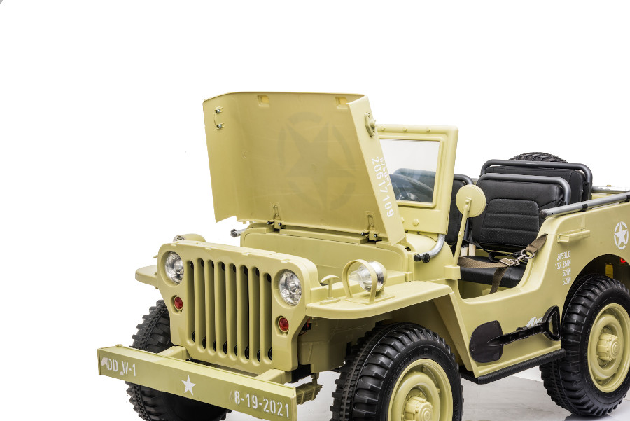 Kinderfahrzeug - Elektro Auto Offroad 3 Sitzer mit 12V14A Akku und 4 Motoren "Camouflage Grün" 2,4Ghz+Ledersitz+EVA-15965