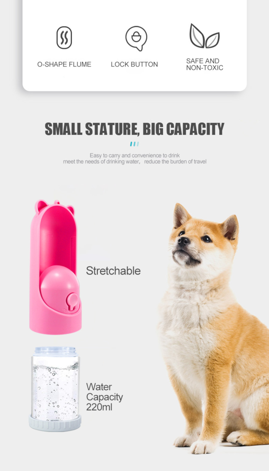 Haustier Trinkflasche to Go - 250 ml mit Ersatzfutterbehälter-16962