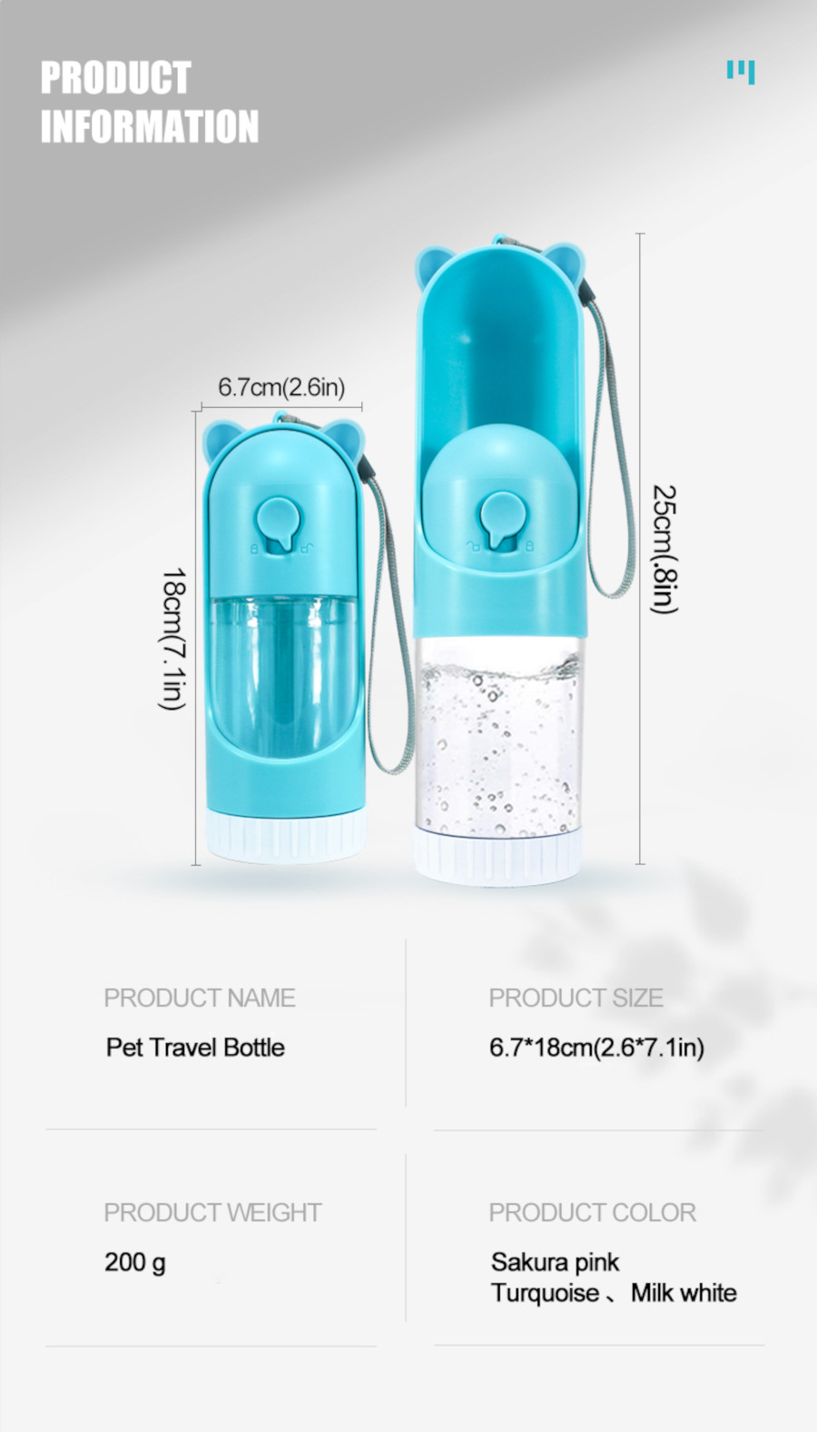 Haustier Trinkflasche to Go - 250 ml mit Ersatzfutterbehälter-16964