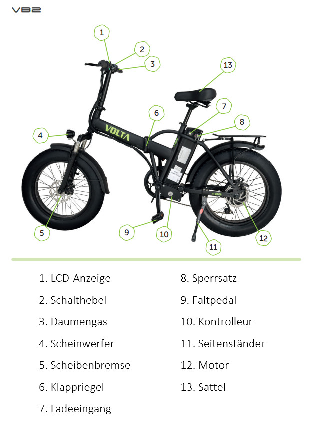 E-Bike Elektrofahrrad "Volta VB2" aus Aluminium, 48V 250W mit 10Ah Li-Ion Akku-17205