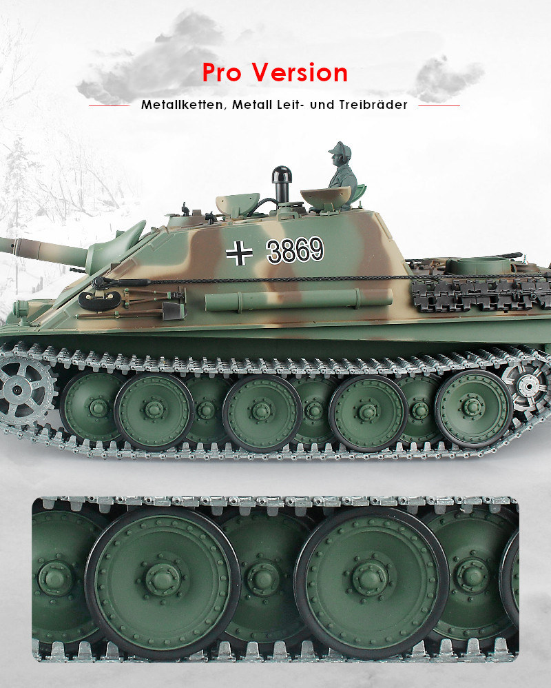 RC Panzer "Jagdpanther" Heng Long 1:16 mit Rauch&Sound und Stahlgetriebe - V7.0 - 2,4Ghz - PRO-17265
