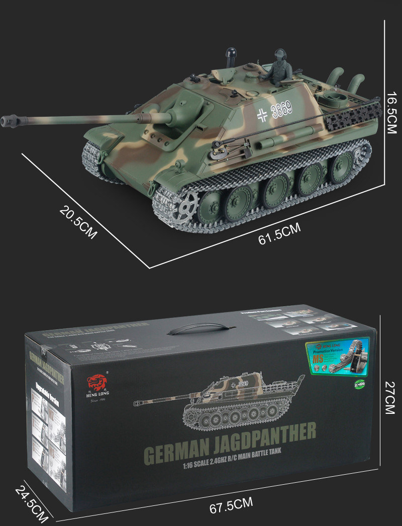 RC Panzer "Jagdpanther" Heng Long 1:16 mit Rauch&Sound und Stahlgetriebe - V7.0 - 2,4Ghz - PRO-17259