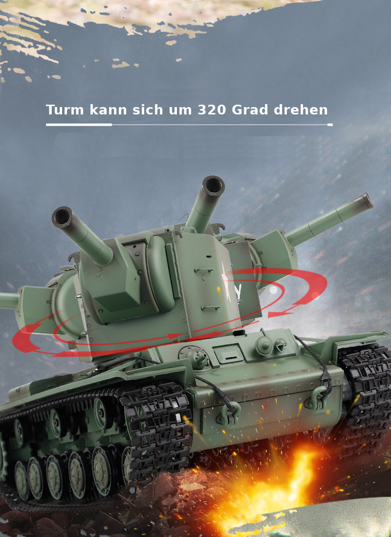 RC Panzer "Russicher KV-2" Heng Long 1:16 mit R&S, Metallgetriebe (Stahl) und Metallketten -2,4Ghz -V 7.0 - PRO mit RRZ-17238