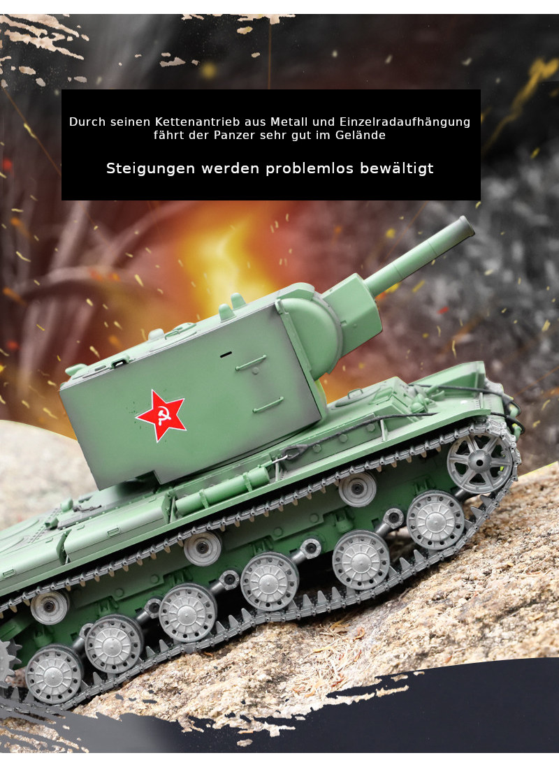 RC Panzer "Russicher KV-2" Heng Long 1:16 mit R&S, Metallgetriebe (Stahl) und Metallketten -2,4Ghz -V 7.0 - PRO mit RRZ-17241