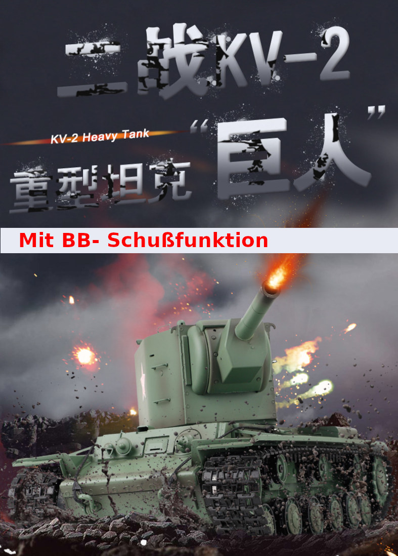 RC Panzer "Russicher KV-2" Heng Long 1:16 mit R&S, Metallgetriebe (Stahl) und Metallketten -2,4Ghz -V 7.0 - PRO mit RRZ-17233