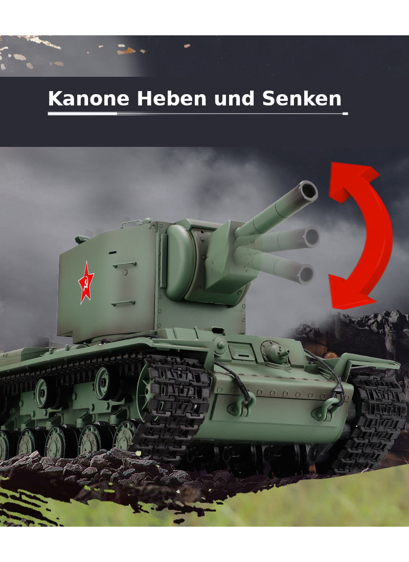 RC Panzer "Russicher KV-2" Heng Long 1:16 mit R&S, Metallgetriebe (Stahl) und Metallketten -2,4Ghz -V 7.0 - PRO mit RRZ-17234
