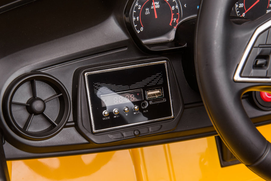 Elektro Kinderfahrzeug "Chevrolet Camaro" - lizenziert - 12V Akku, 2 Motoren- 2,4Ghz Fernsteuerung, MP3, Ledersitz+EVA-17312