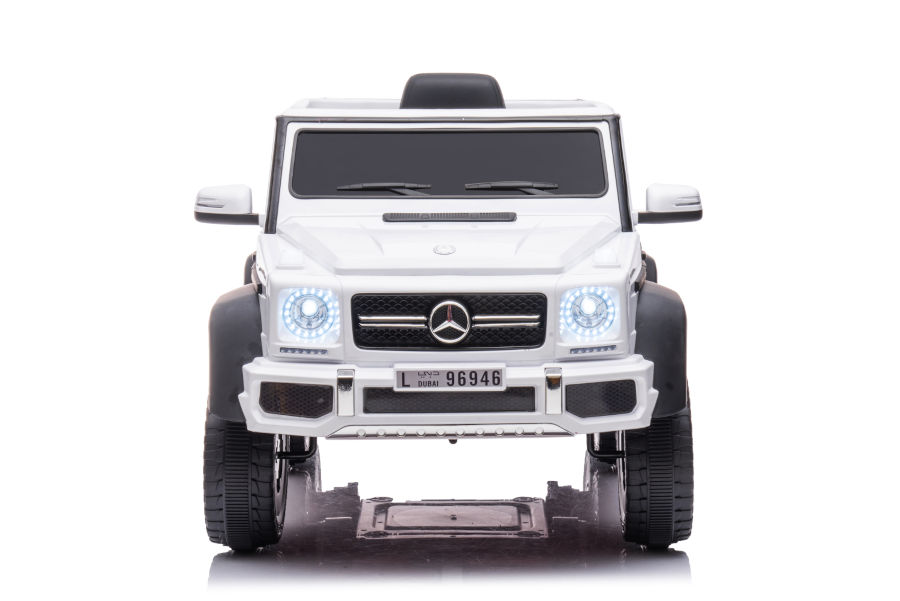 Kinderfahrzeug - Elektro Auto "Mercedes G63 AMG 6x6" - lizenziert - 12V7AH Akku + 2,4Ghz+Ledersitz+EVA-Weiss-17505
