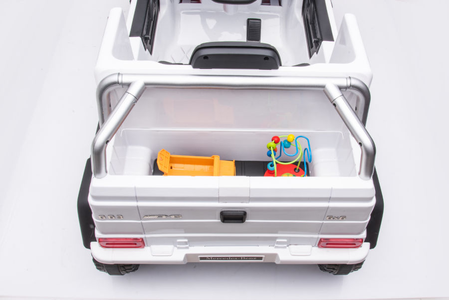 Kinderfahrzeug - Elektro Auto "Mercedes G63 AMG 6x6" - lizenziert - 12V7AH Akku + 2,4Ghz+Ledersitz+EVA-Weiss-17514