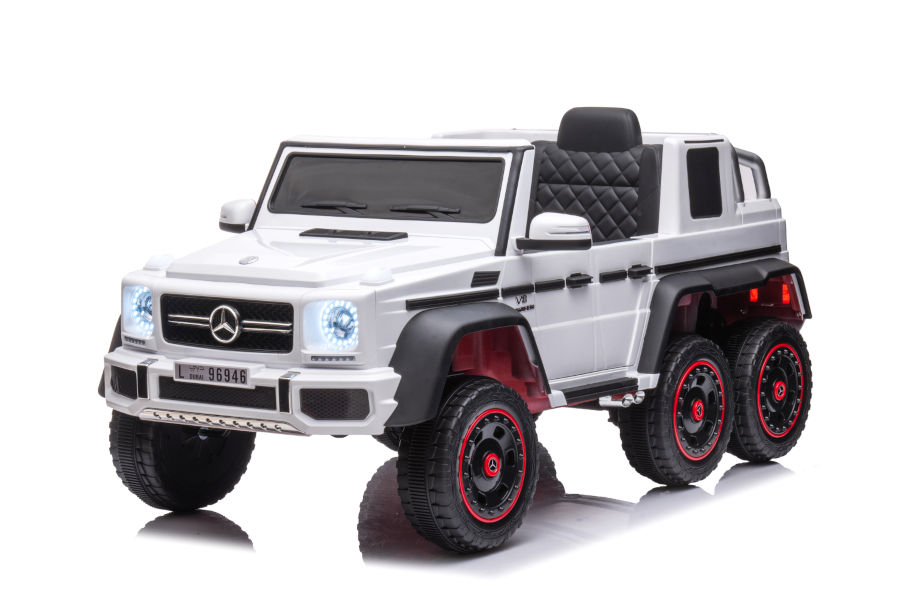 Kinderfahrzeug - Elektro Auto "Mercedes G63 AMG 6x6" - lizenziert - 12V7AH Akku + 2,4Ghz+Ledersitz+EVA-Weiss-17506