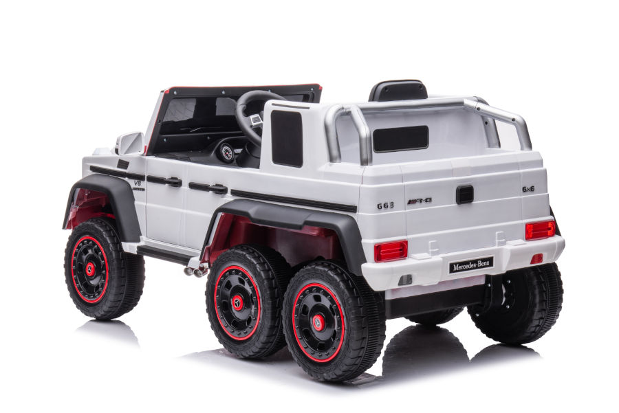 Kinderfahrzeug - Elektro Auto "Mercedes G63 AMG 6x6" - lizenziert - 12V7AH Akku + 2,4Ghz+Ledersitz+EVA-Weiss-17512