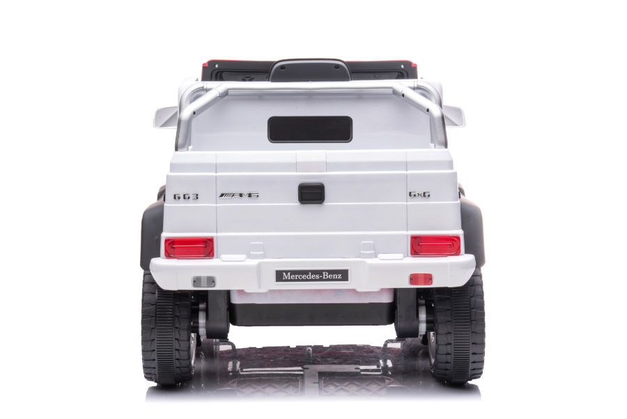 Kinderfahrzeug - Elektro Auto "Mercedes G63 AMG 6x6" - lizenziert - 12V7AH Akku + 2,4Ghz+Ledersitz+EVA-Weiss-17510