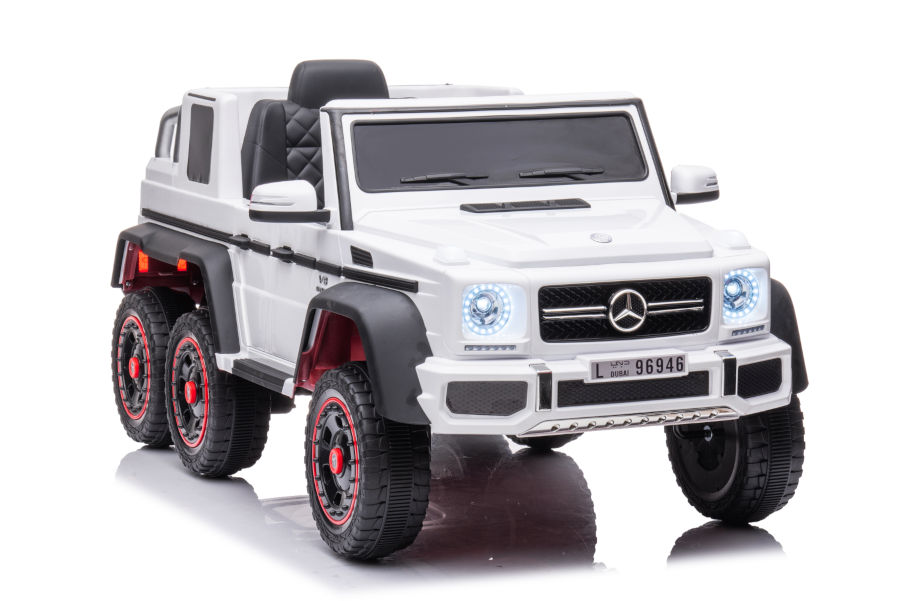 Kinderfahrzeug - Elektro Auto "Mercedes G63 AMG 6x6" - lizenziert - 12V7AH Akku + 2,4Ghz+Ledersitz+EVA-Weiss-0