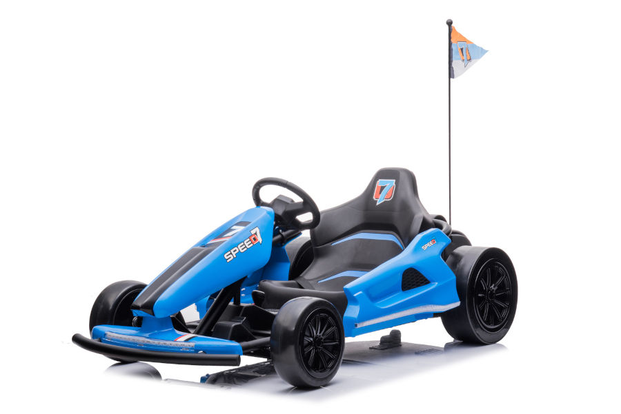 Kinder Elektroauto "e-Gokart" mit 24V und Driftfunktion + 24V7A Akku und 2 Motoren -Blau-0