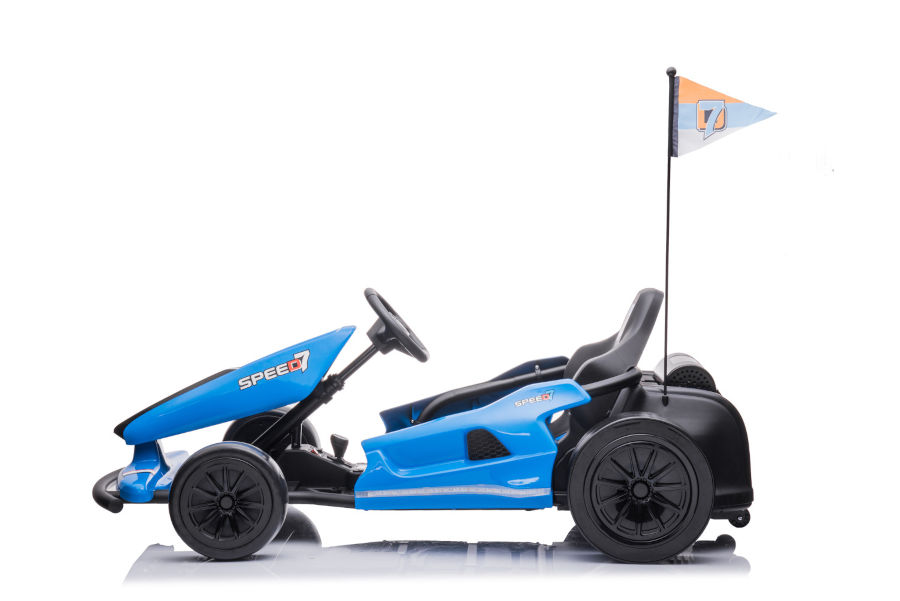 Kinder Elektroauto "e-Gokart" mit 24V und Driftfunktion + 24V7A Akku und 2 Motoren -Blau-17555