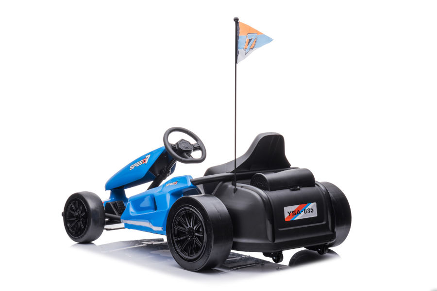 Kinder Elektroauto "e-Gokart" mit 24V und Driftfunktion + 24V7A Akku und 2 Motoren -Blau-17561