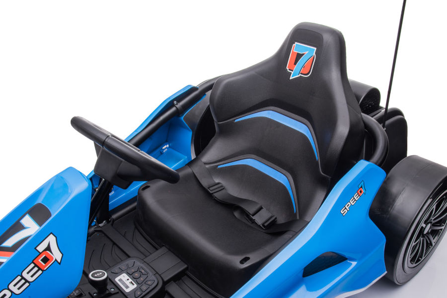 Kinder Elektroauto "e-Gokart" mit 24V und Driftfunktion + 24V7A Akku und 2 Motoren -Blau-17563