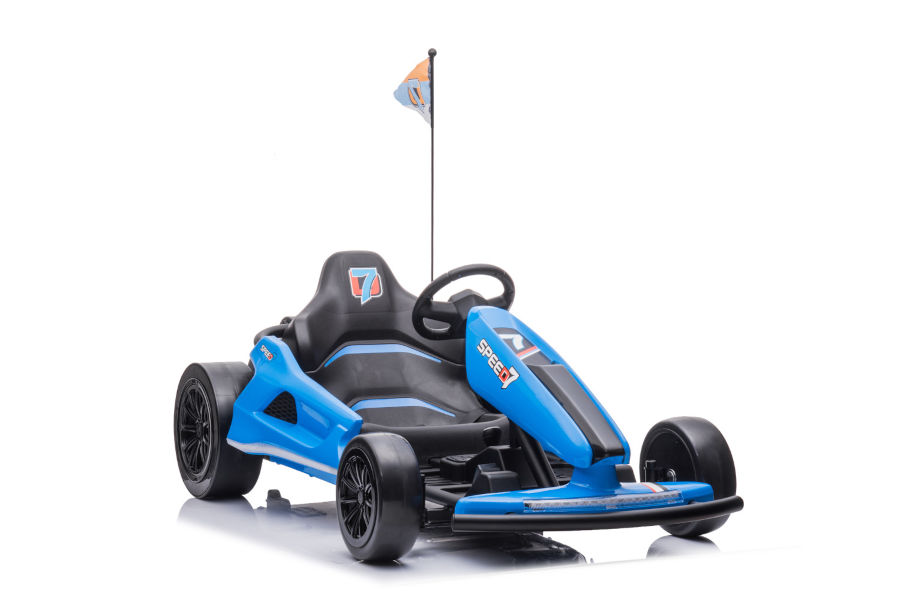 Kinder Elektroauto "e-Gokart" mit 24V und Driftfunktion + 24V7A Akku und 2 Motoren -Blau-17556