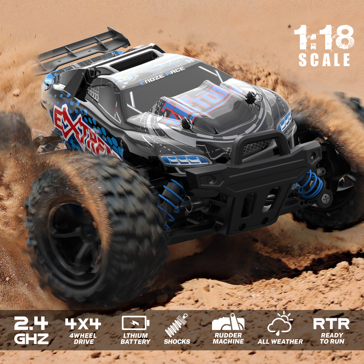 RC Elektro Buggy 1:18 mit 2,4Ghz, 40 km/h, Allradantrieb - LiIon - "Extreme 302E"-17693