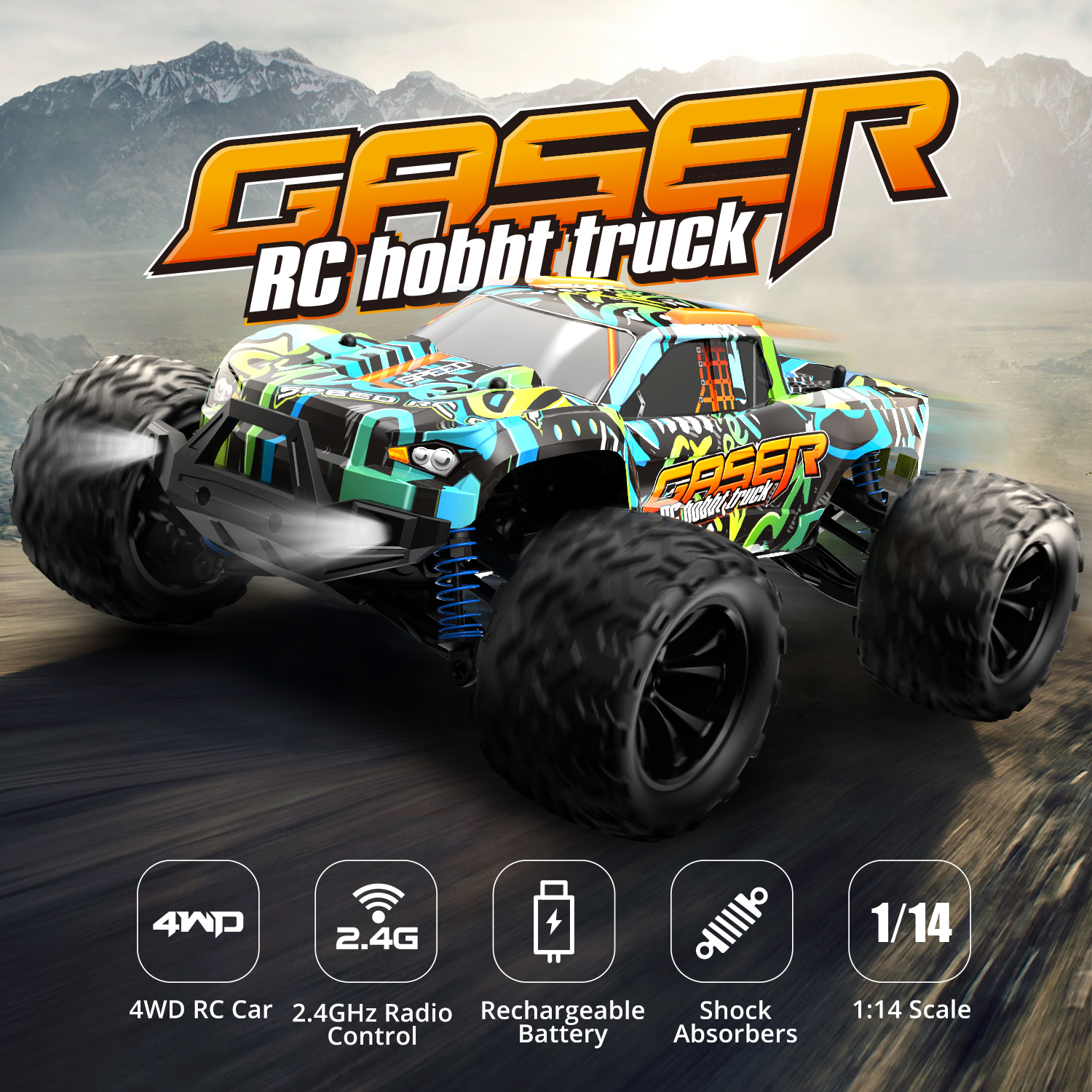 RC Elektro Monster Truck 1:14 mit 2,4Ghz, 40 km/h, Allradantrieb - LiIon - "Gaser 900"-17687