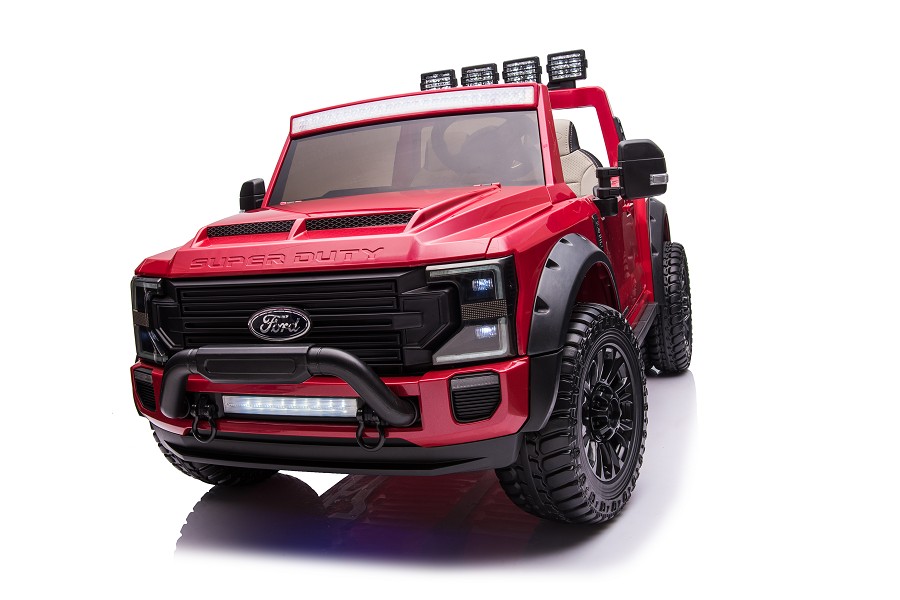 Elektro Kinderauto "Ford Super Duty" - lizenziert - 12V14AH Akku und 4 Motoren- 2,4Ghz + MP3 + Leder + EVA- Rot-0