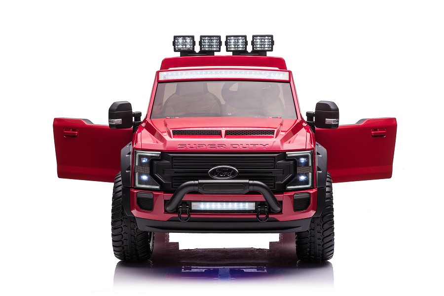 Elektro Kinderauto "Ford Super Duty" - lizenziert - 12V14AH Akku und 4 Motoren- 2,4Ghz + MP3 + Leder + EVA- Rot-17964