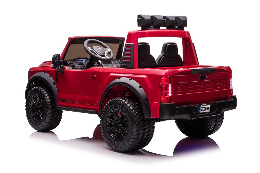 Elektro Kinderauto "Ford Super Duty" - lizenziert - 12V14AH Akku und 4 Motoren- 2,4Ghz + MP3 + Leder + EVA- Rot-17957