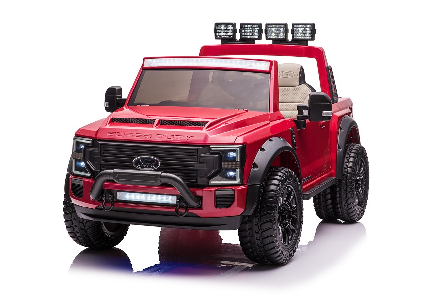 Elektro Kinderauto "Ford Super Duty" - lizenziert - 12V14AH Akku und 4 Motoren- 2,4Ghz + MP3 + Leder + EVA- Rot-17959
