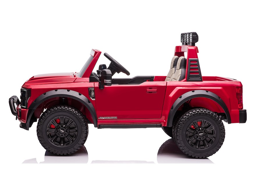 Elektro Kinderauto "Ford Super Duty" - lizenziert - 12V14AH Akku und 4 Motoren- 2,4Ghz + MP3 + Leder + EVA- Rot-17961