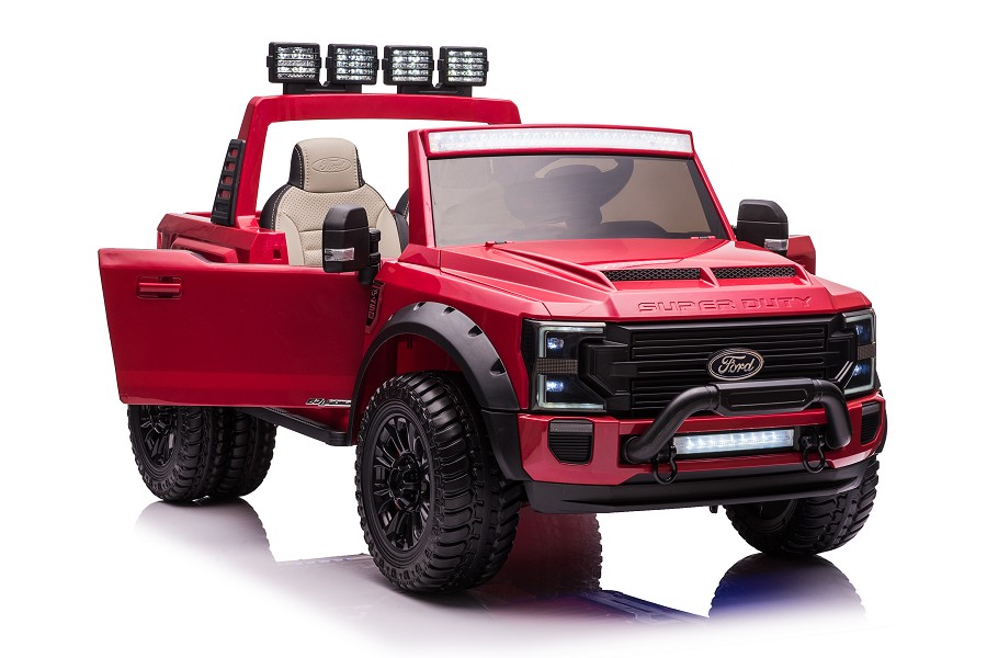 Elektro Kinderauto "Ford Super Duty" - lizenziert - 12V14AH Akku und 4 Motoren- 2,4Ghz + MP3 + Leder + EVA- Rot-17963