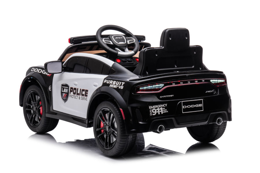 Kinderfahrzeug - Elektro Auto "Dodge Polizei" lizenziert - 12V Akku,2 Motoren- 2,4Ghz + Ledersitz, MP3-18008