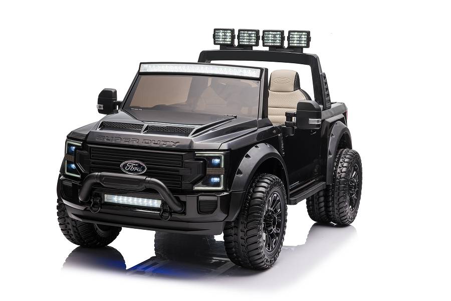 Elektro Kinderauto "Ford Super Duty" - lizenziert - 12V10AH Akku und 4 Motoren- 2,4Ghz + MP3 + Leder + EVA -Schwarz-18262