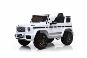 Kinderfahrzeug - Elektro Auto "Mercedes G63 AMG" - Lizenziert - 12V7AH Akku,2 Motoren- 2,4Ghz Fernsteuerung, MP3+Ledersitz+EVA-Weiss-0