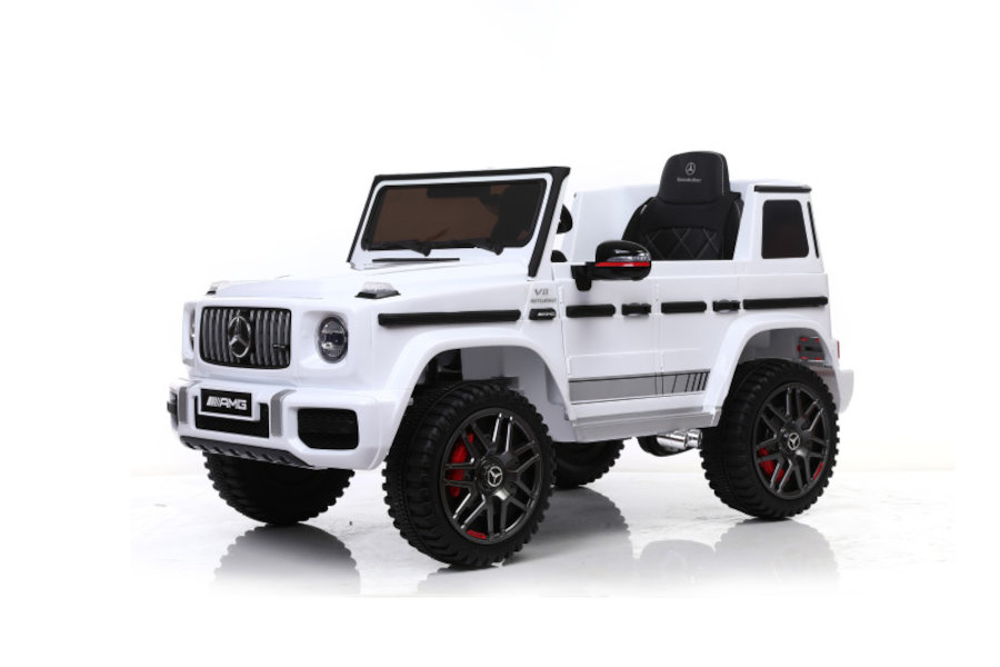 Kinderfahrzeug - Elektro Auto "Mercedes G63 AMG" - Lizenziert - 12V7AH Akku,2 Motoren- 2,4Ghz Fernsteuerung, MP3+Ledersitz+EVA-Weiss-0
